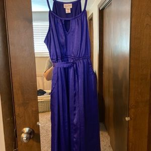 Maternity event dress, royal blue silky.